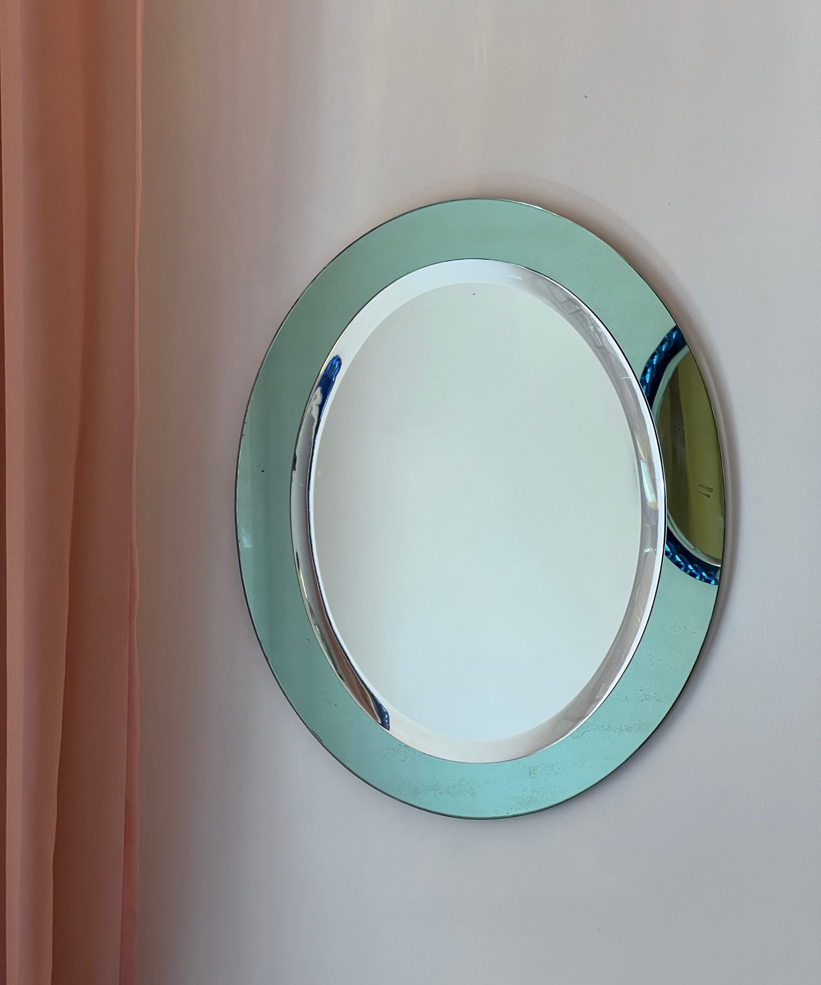 Vintage Italian mirror with turquoise mirror frame