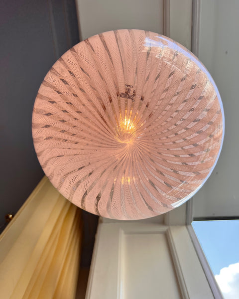 Vintage Murano pink/clear ribbon ceiling lamp (D33)