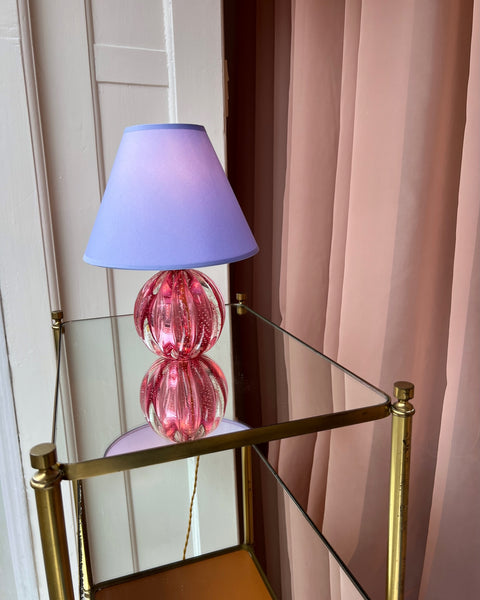Vintage pink bubble Murano table lamp (with shade)