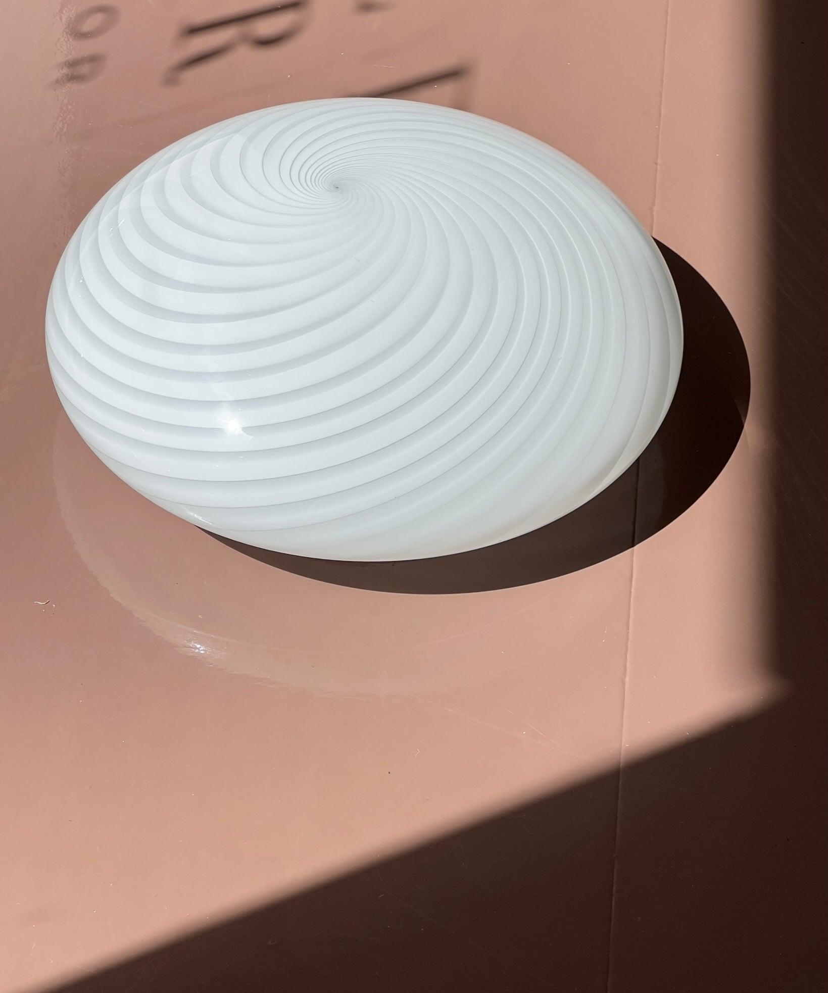 Vintage Murano white swirl ceiling/wall lamp (D38)