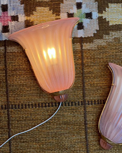 Vintage pink / shimmer Murano wall lamp (2 available)