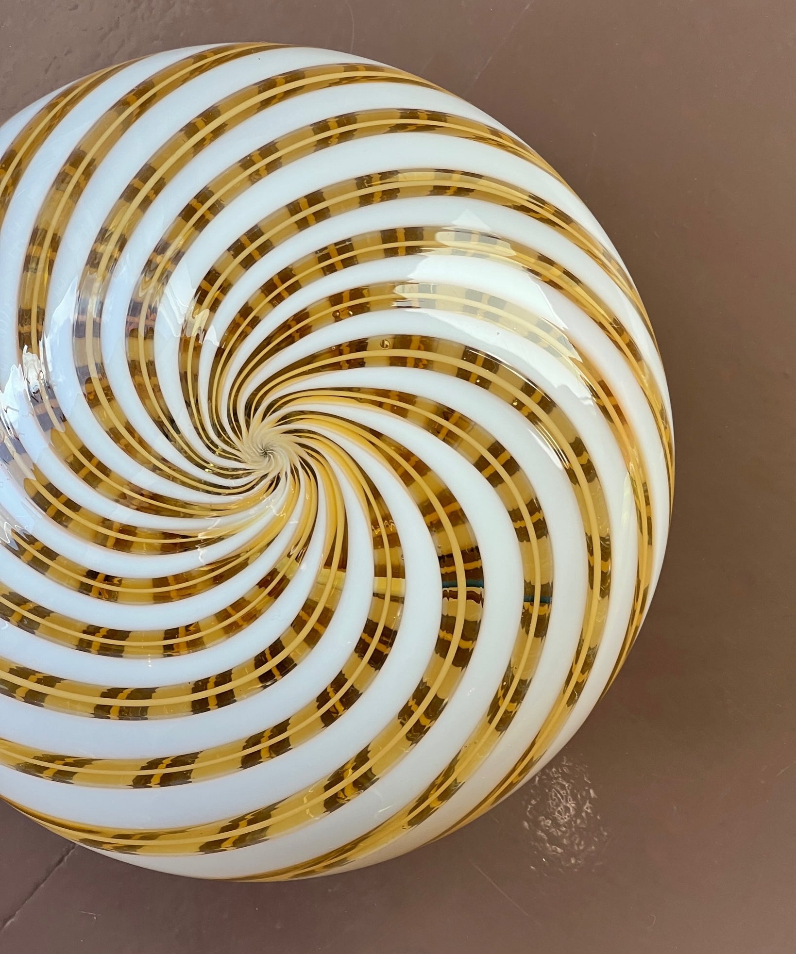 Vintage Murano clear/golden swirl ceiling/wall lamp (D25)