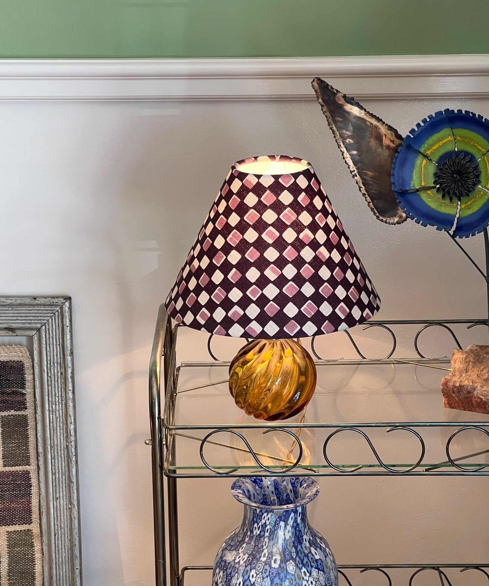 Vintage amber Murano table lamp  (incl. lampshade)