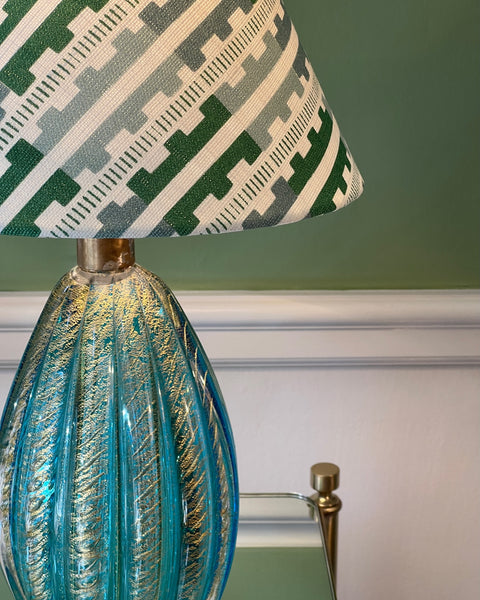 Large vintage blue/green Murano table lamp (incl lampshade)