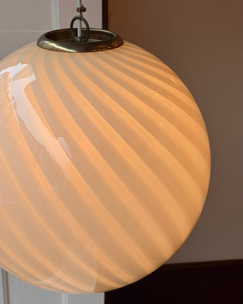 Vintage yellow swirl Murano ceiling lamp (D40)