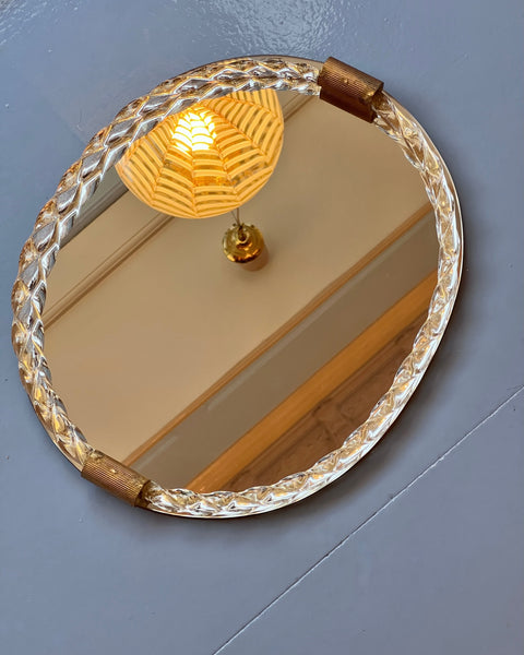 Vintage Italian mirror with twisted clear/golden glass frame