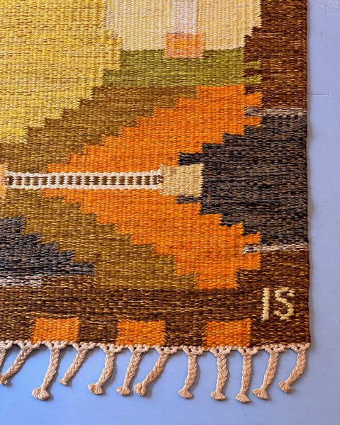 Vintage flat weave rug by Ingegerd Silow (IS)