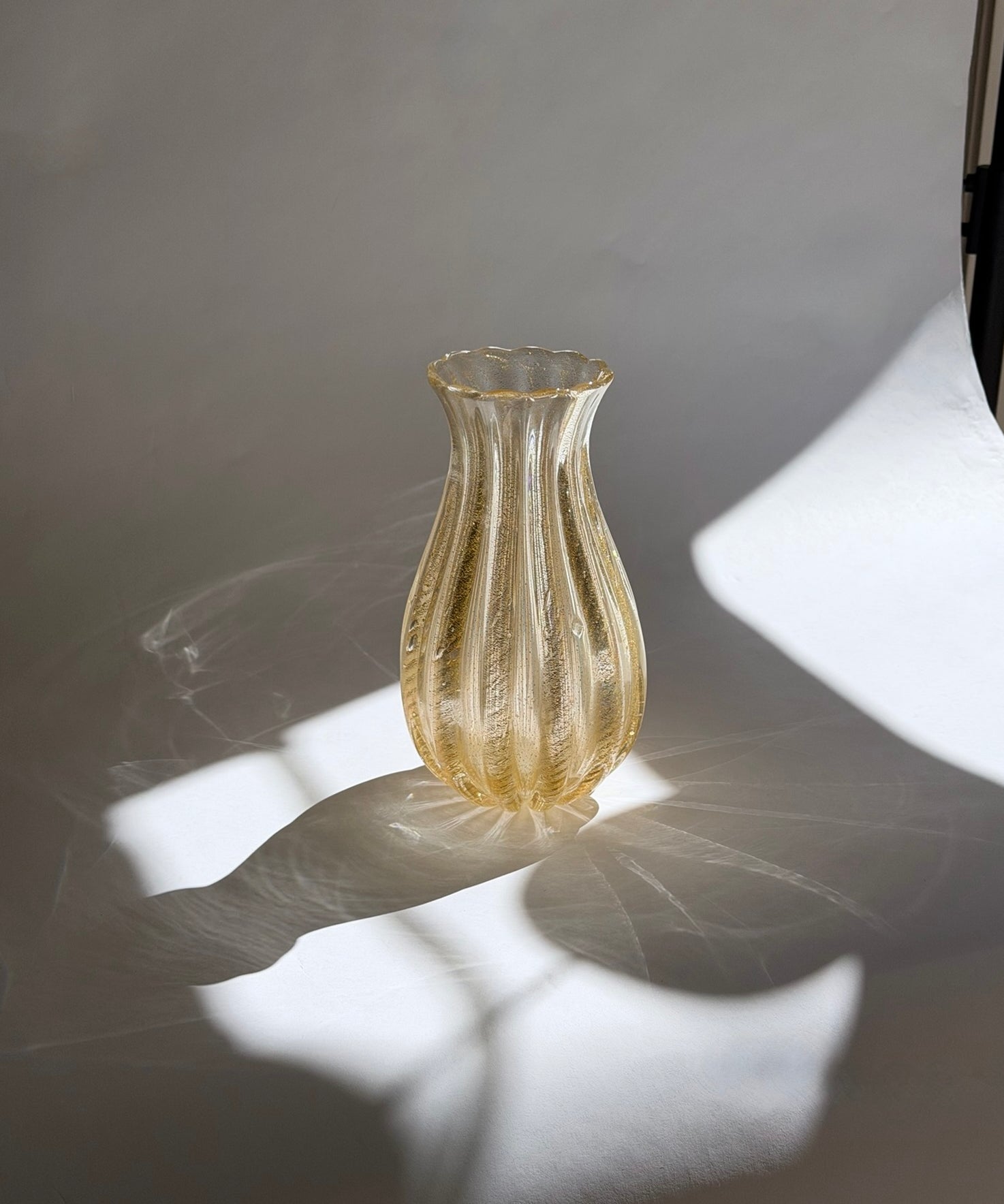 Vintage clear/golden Murano vase