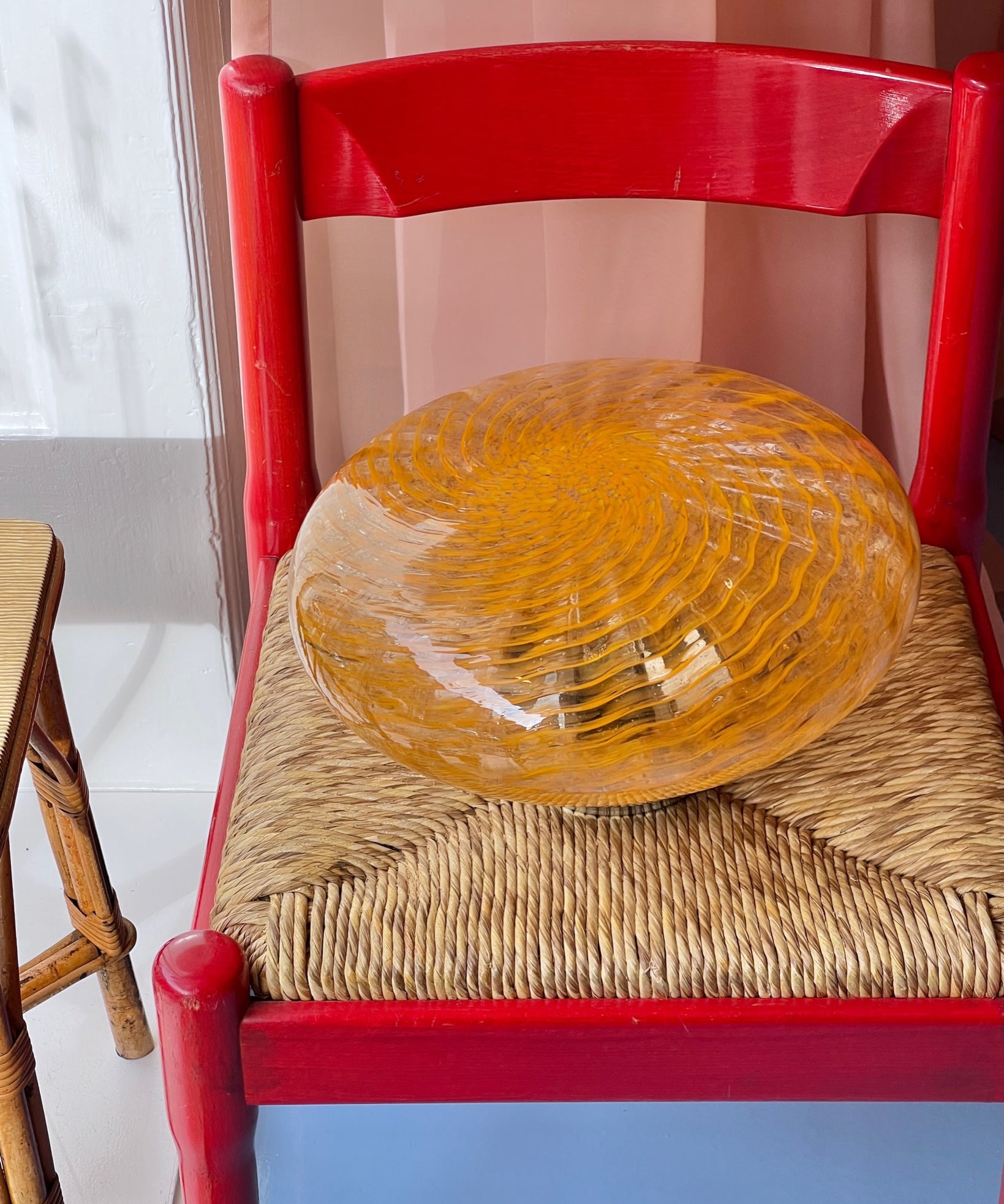 Vintage Murano orange/clear ceiling/wall lamp (D35)