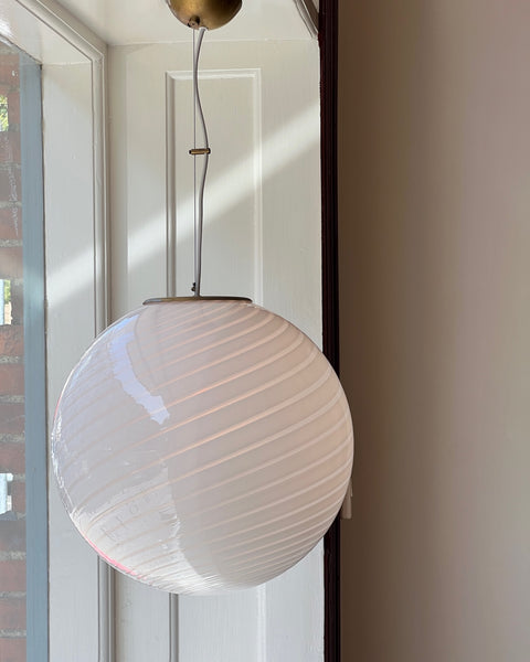 Vintage Murano white swirl ceiling lamp (D40)