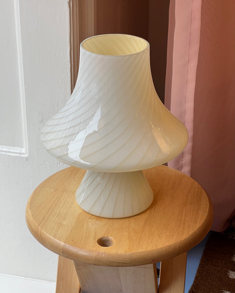 Vintage light yellow Murano mushroom table lamp