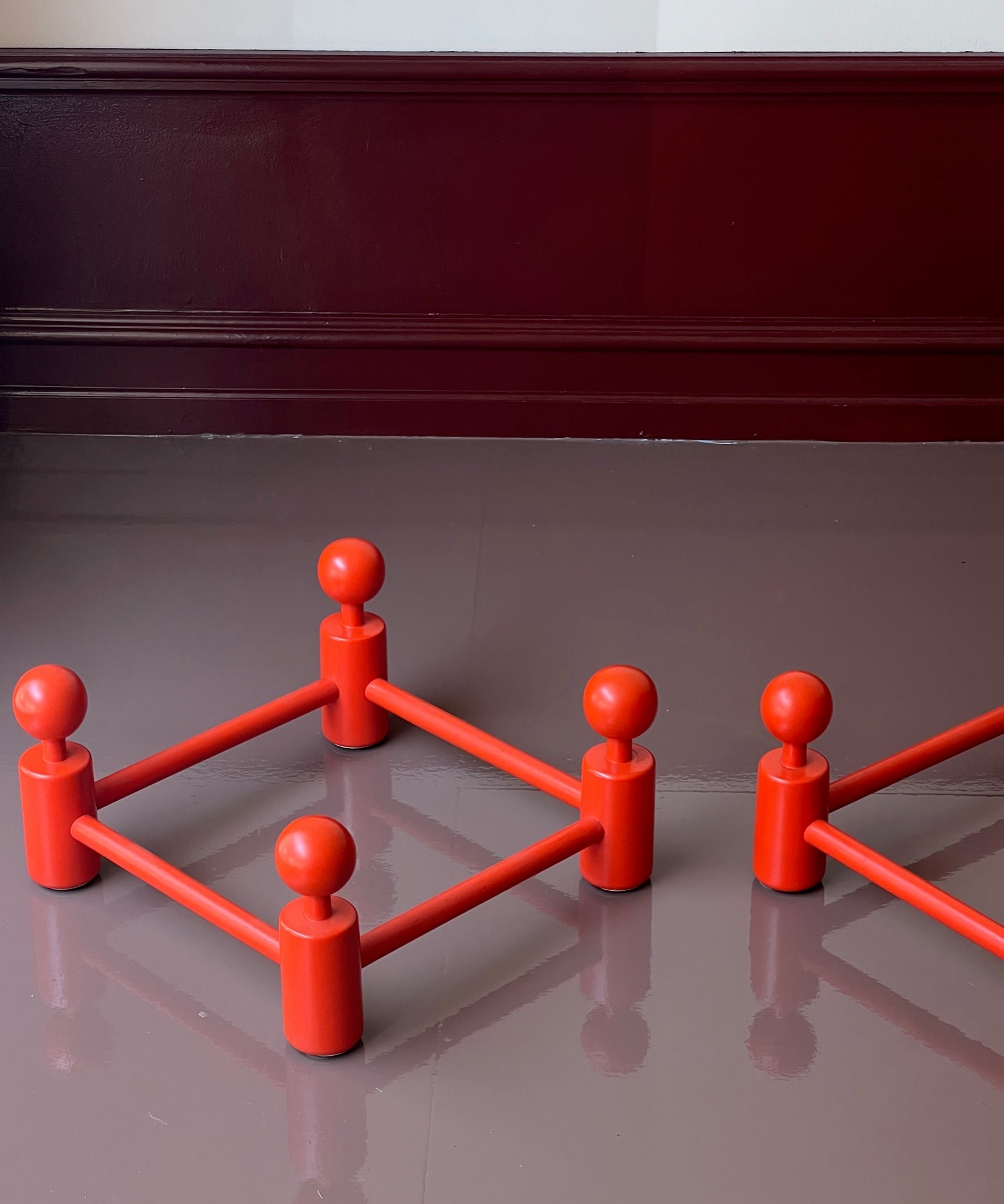 Vintage red wooden coat rack (2 available)