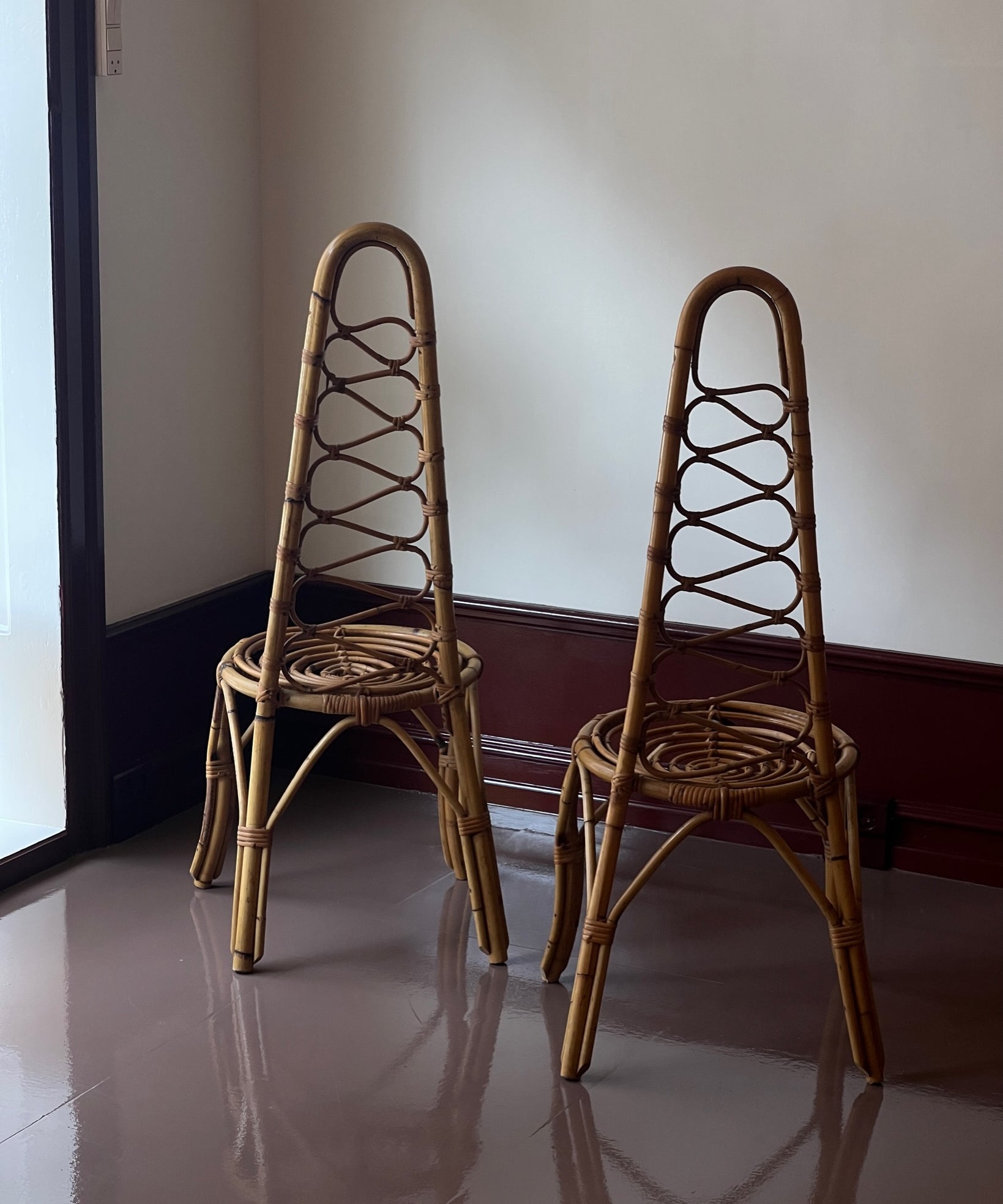 Vintage rattan/bamboo chair, Italy, 1960s (2 available)