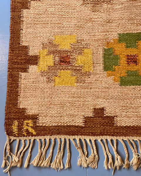 Vintage flat weave rug by Ida Rydelius (IR)