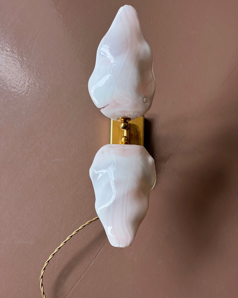 Vintage milky white/pink Murano double wall lamp
