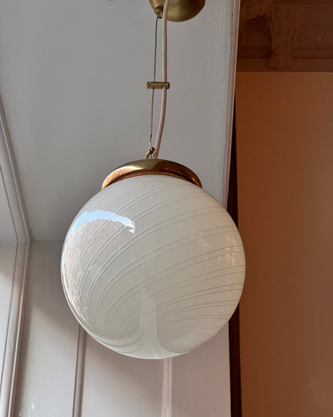 Vintage white/cream swirl Murano ceiling lamp (D20) (2 available)