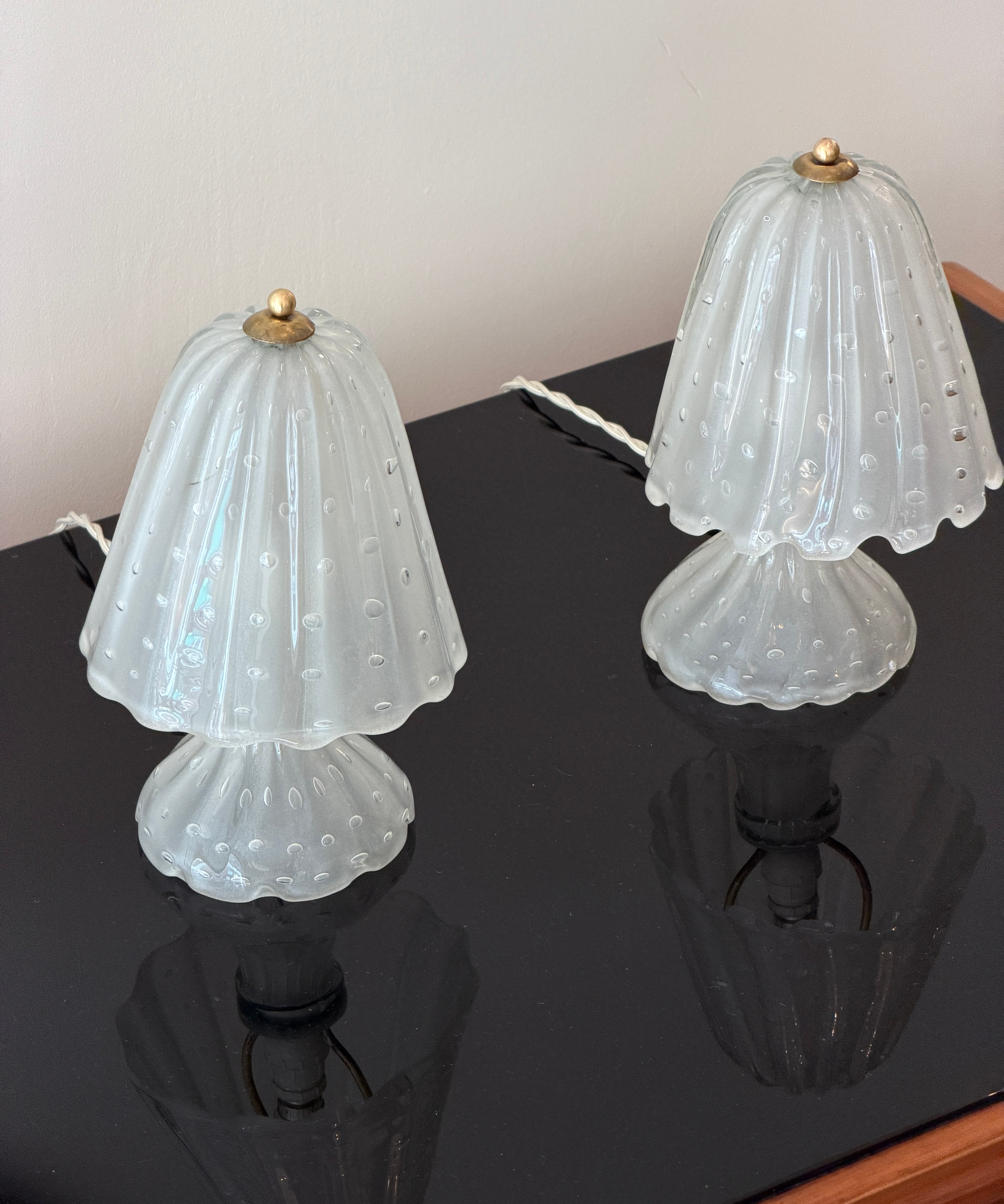 Vintage clear/frosted Murano table lamps (A pair available)