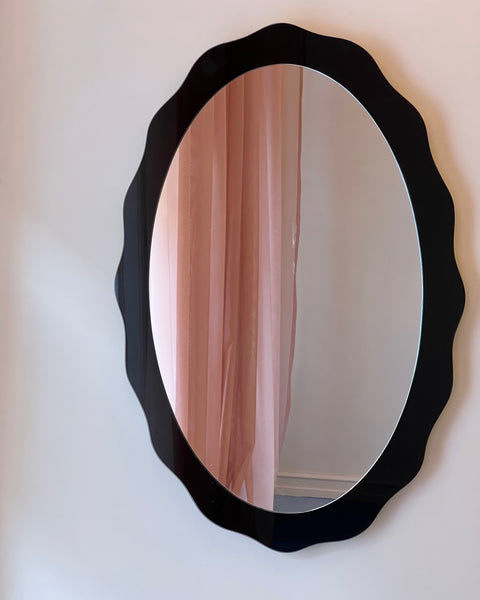 Large vintage Italian mirror with black mirror frame