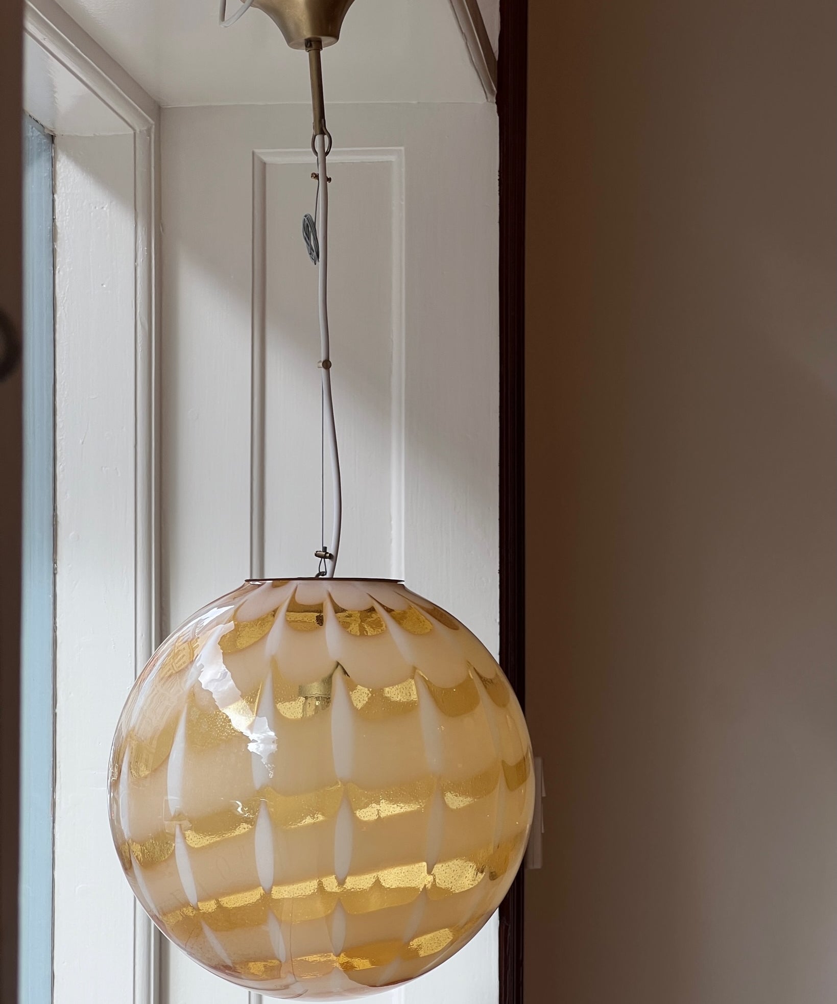 Vintage golden clear Murano ceiling lamp (D35)