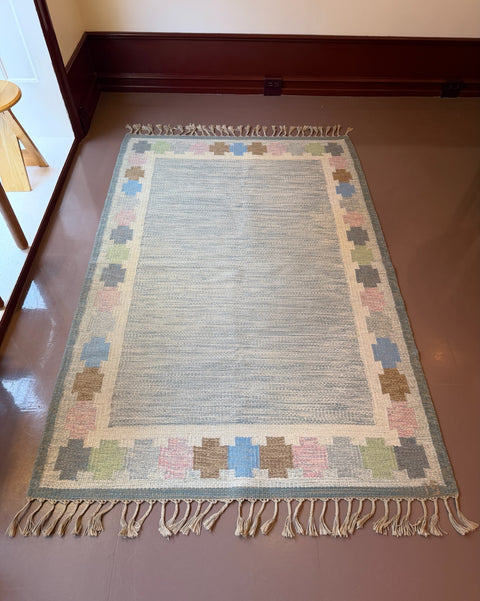 Vintage flat weave rug by Ingegerd Silow (IS)