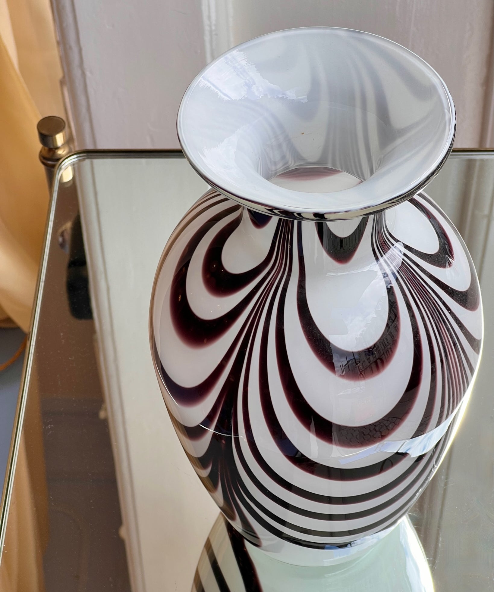 Vintage black/white Murano vase