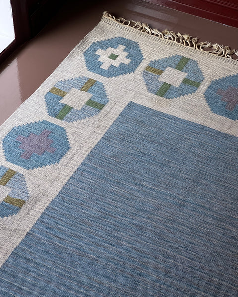 Vintage flat weave rug by Birgitta Södergren (BS)