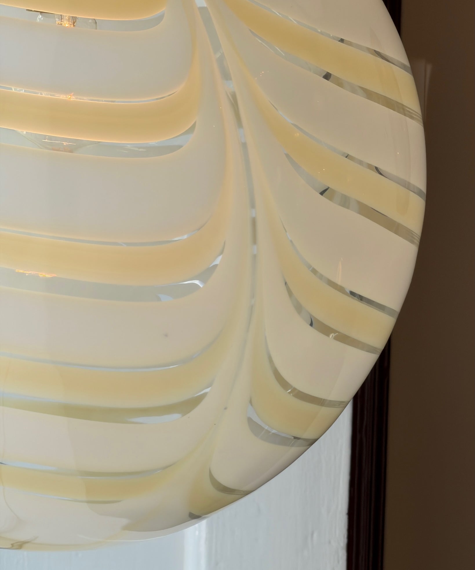 Vintage white/cream/clear swirl Murano ceiling lamp (D40)