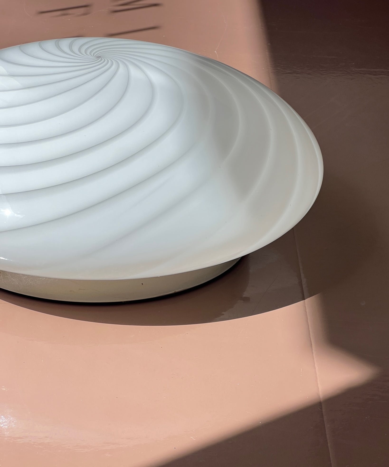 Vintage Murano white swirl ceiling/wall lamp (D45)