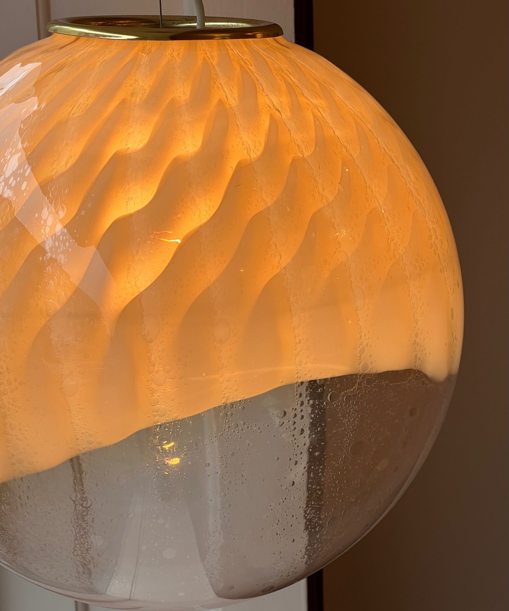 Vintage golden clear Murano ceiling lamp (D40)