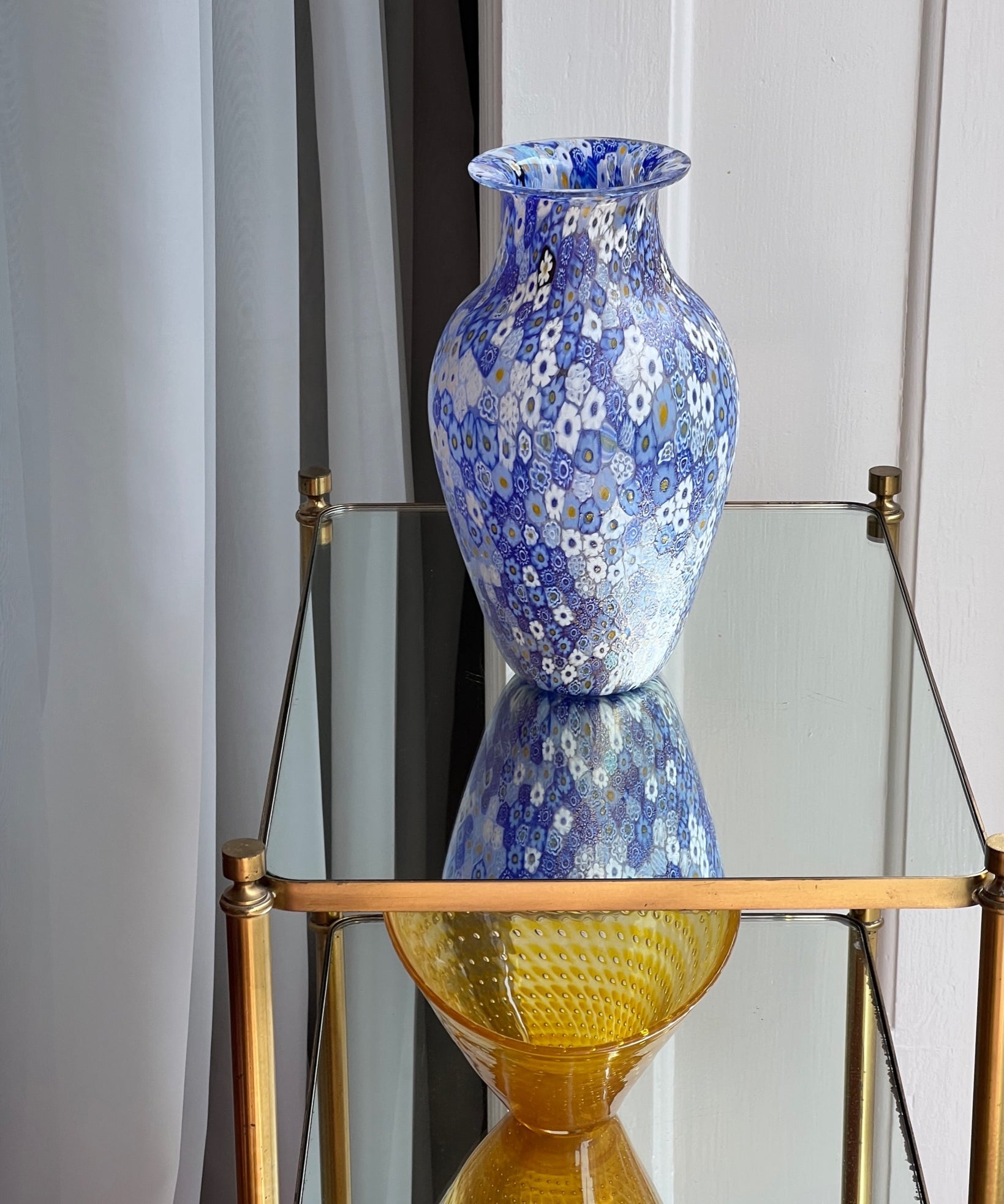 Vintage blue Millefiori Murano vase