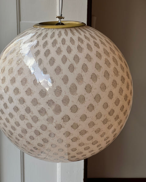 Vintage round white/black dotted Murano ceiling lamp (D35)