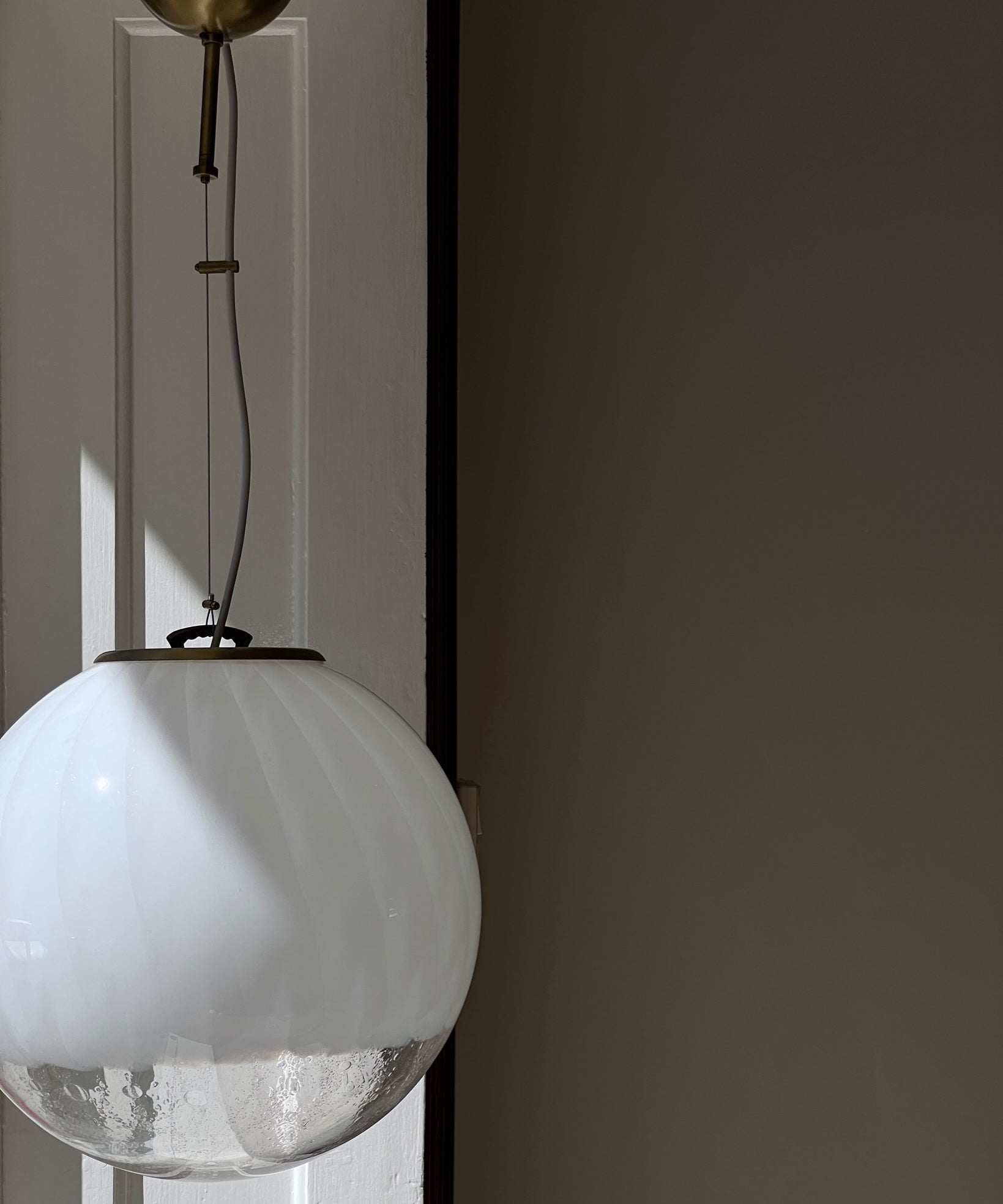 Vintage white clear Murano ceiling lamp (D35)