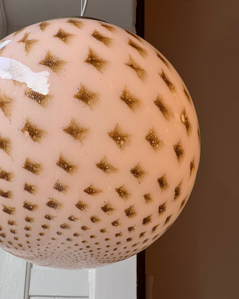 Vintage round white/black/golden dotted Murano ceiling lamp (D40)