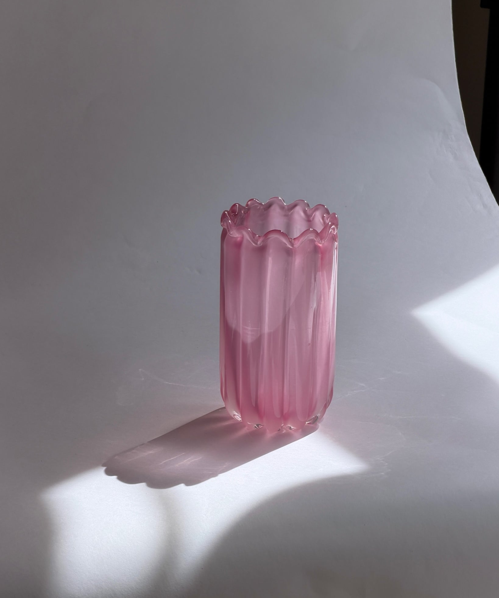 Vintage opal pink Murano vase