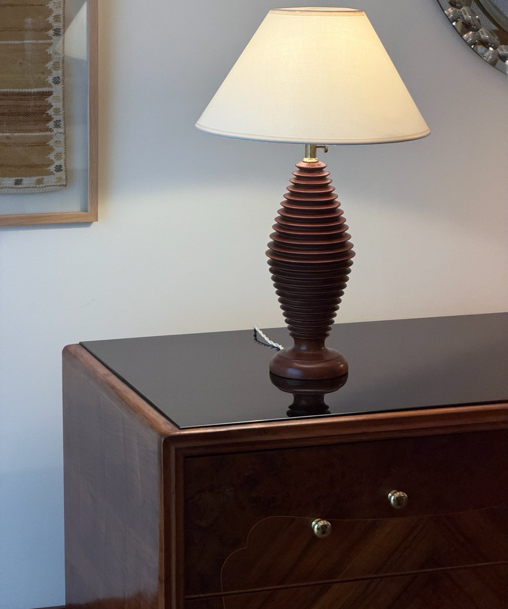 Vintage large wooden table lamp