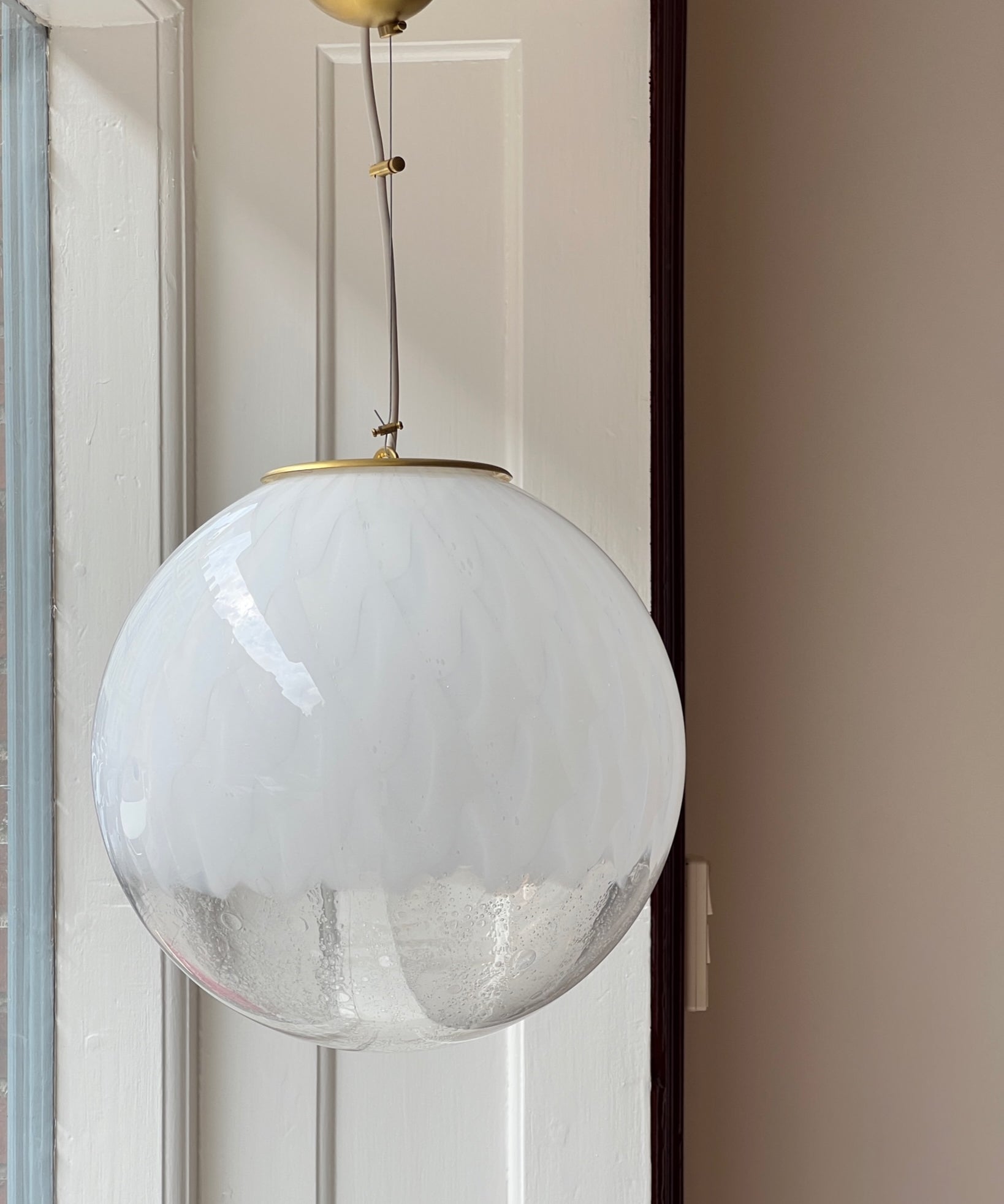 Vintage white clear Murano ceiling lamp (D35)