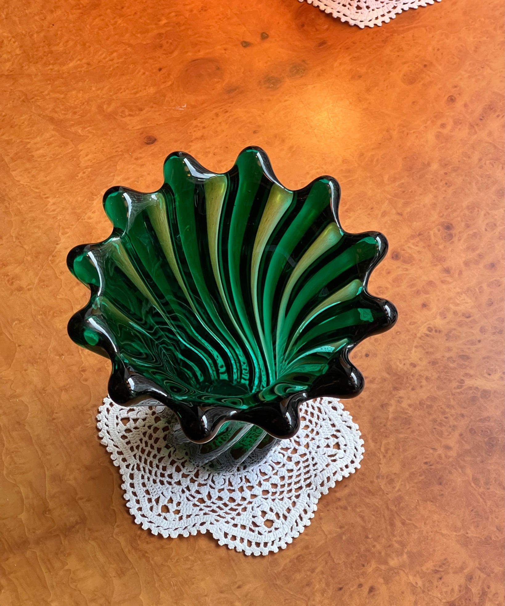 Vintage green Murano vase