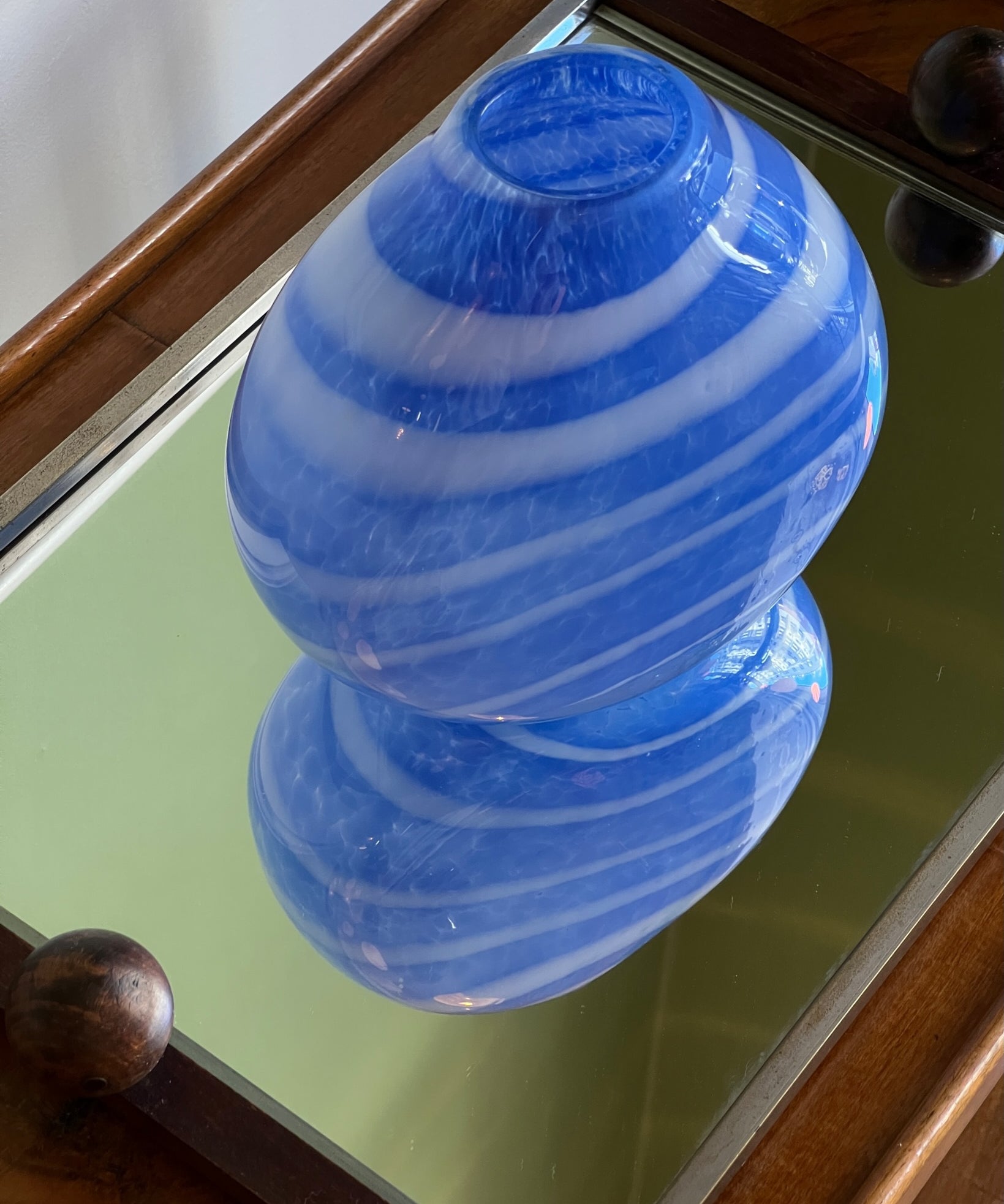 Vintage blue/light blue striped Murano vase