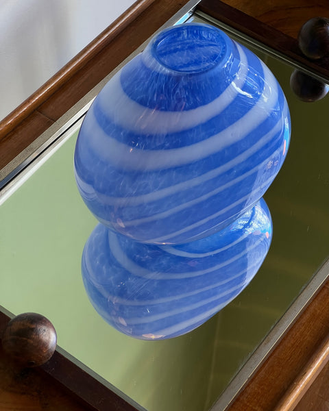 Vintage blue/light blue striped Murano vase