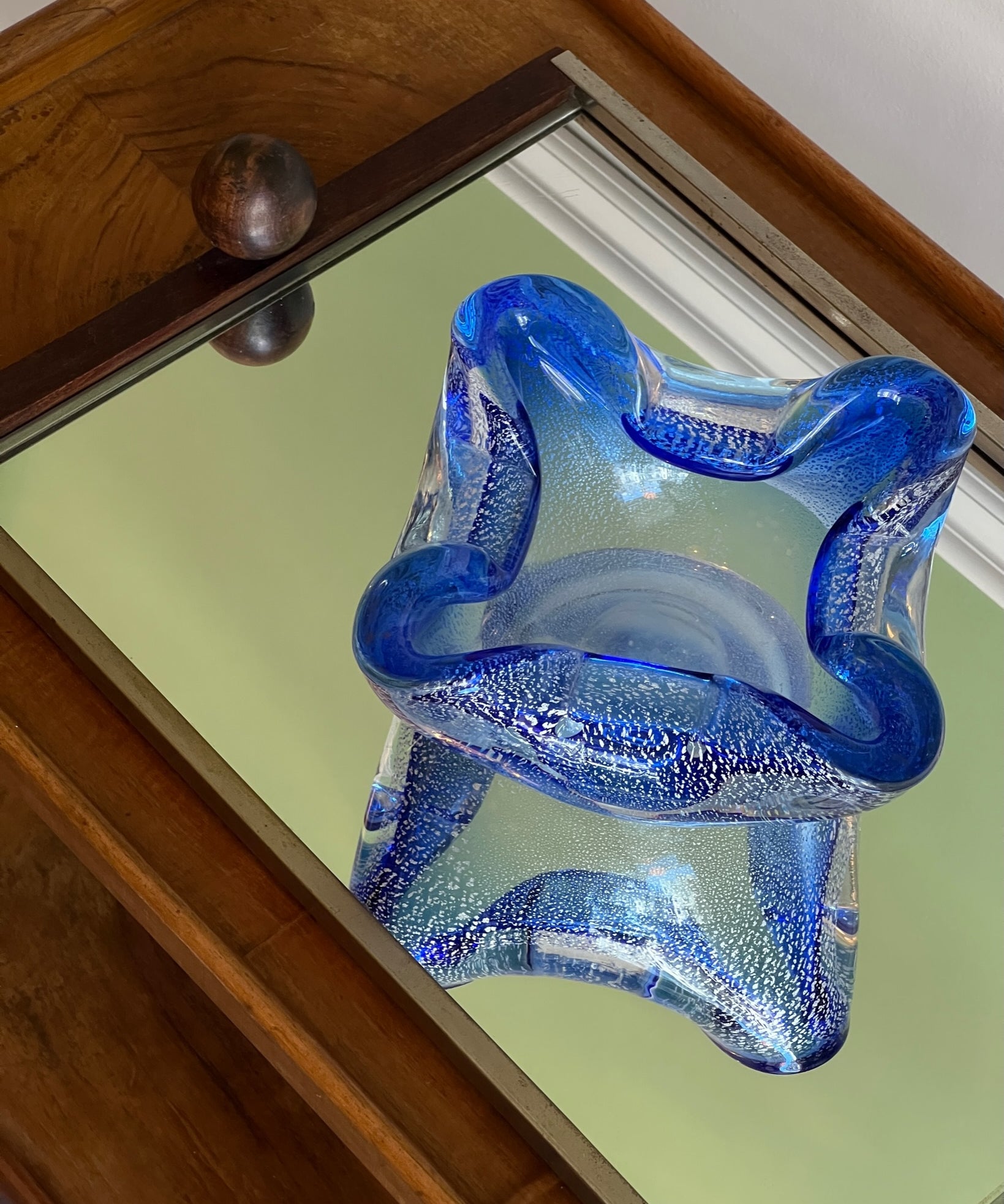 Vintage blue/silver Murano bowl