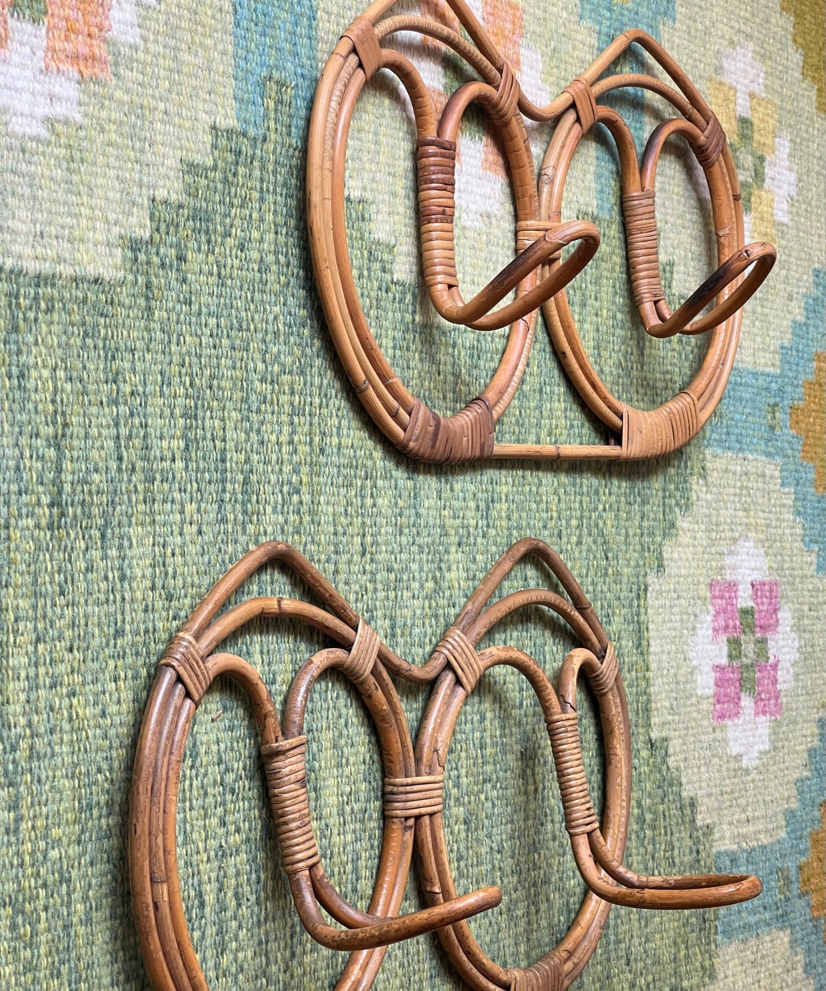 Vintage rattan coat rack