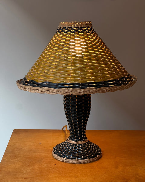 Vintage french rattan table lamp