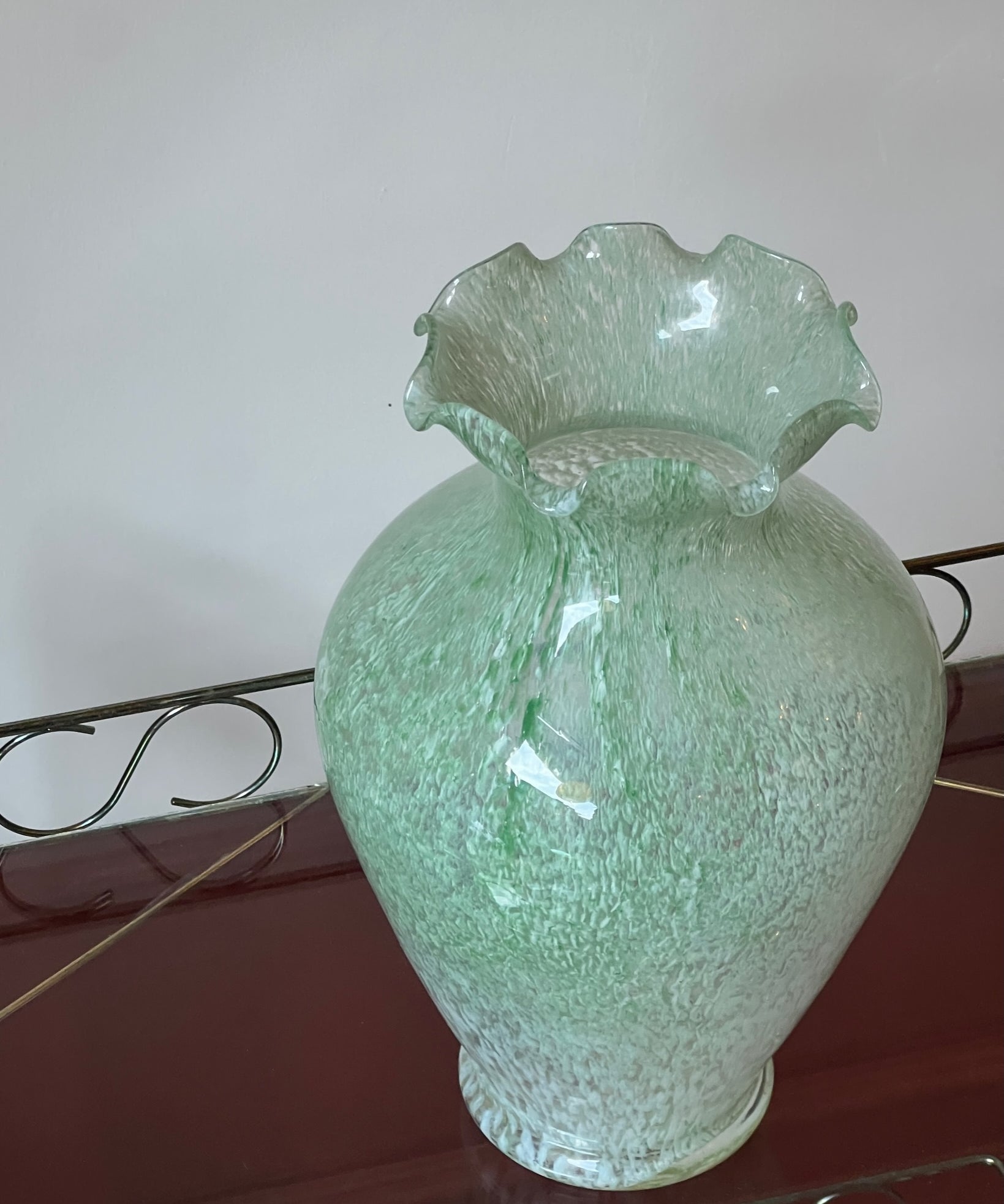 Vintage green Murano vase