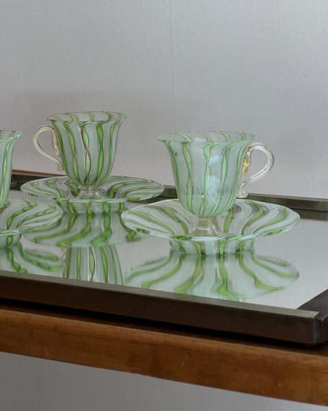 Vintage Murano coffee/tea cup and saucer set (Set of three)