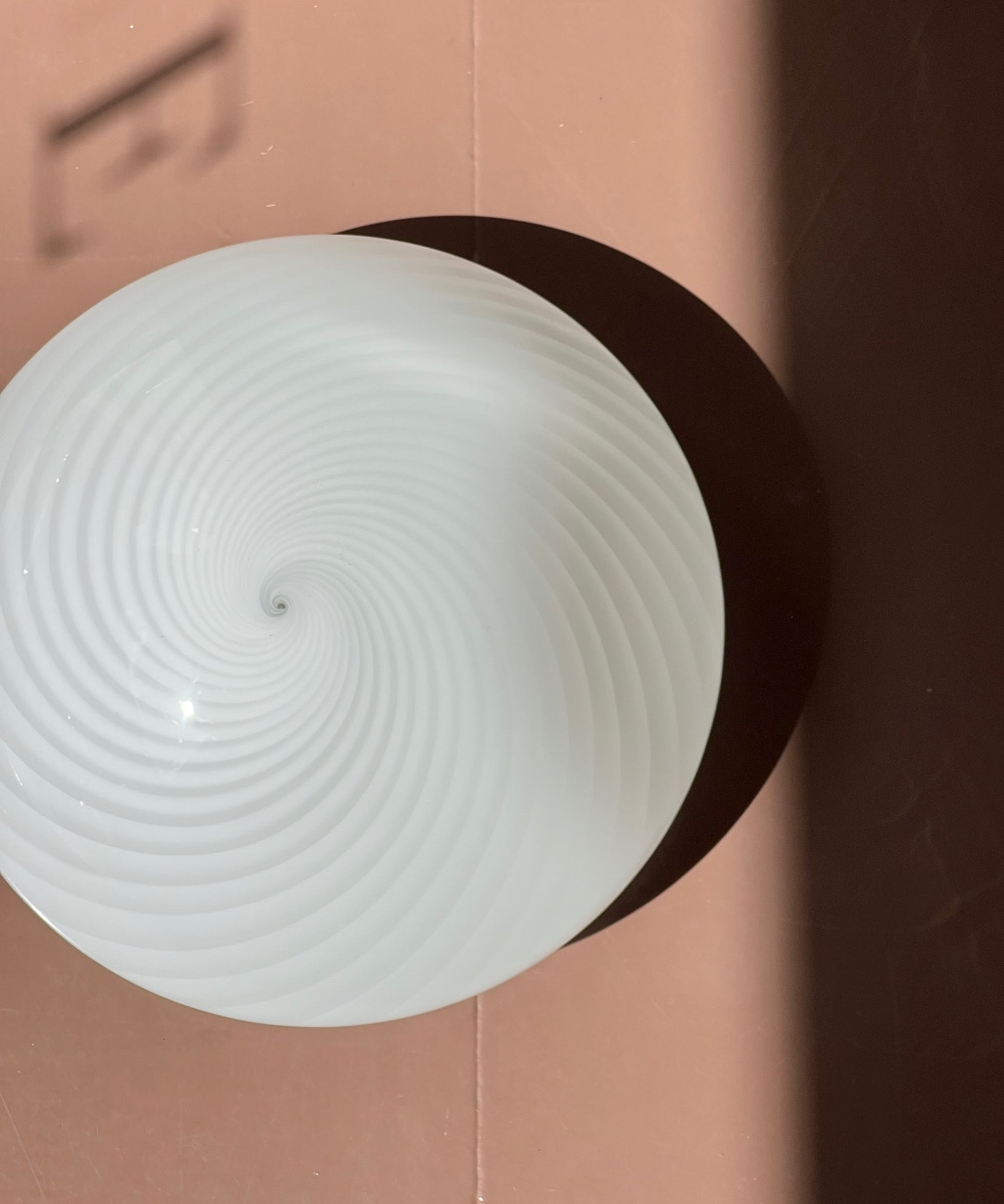 Vintage Murano white swirl ceiling/wall lamp (D34)