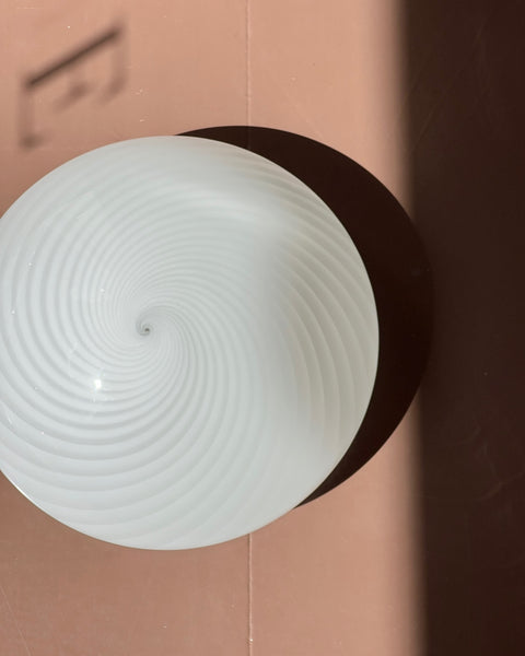Vintage Murano white swirl ceiling/wall lamp (D34)