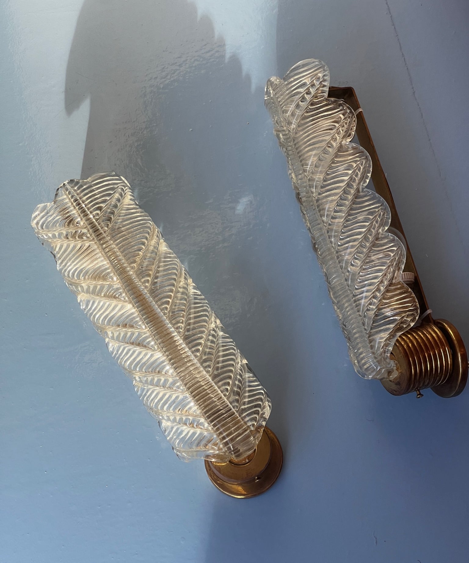 Vintage Murano leaf wall lamp (2 available)