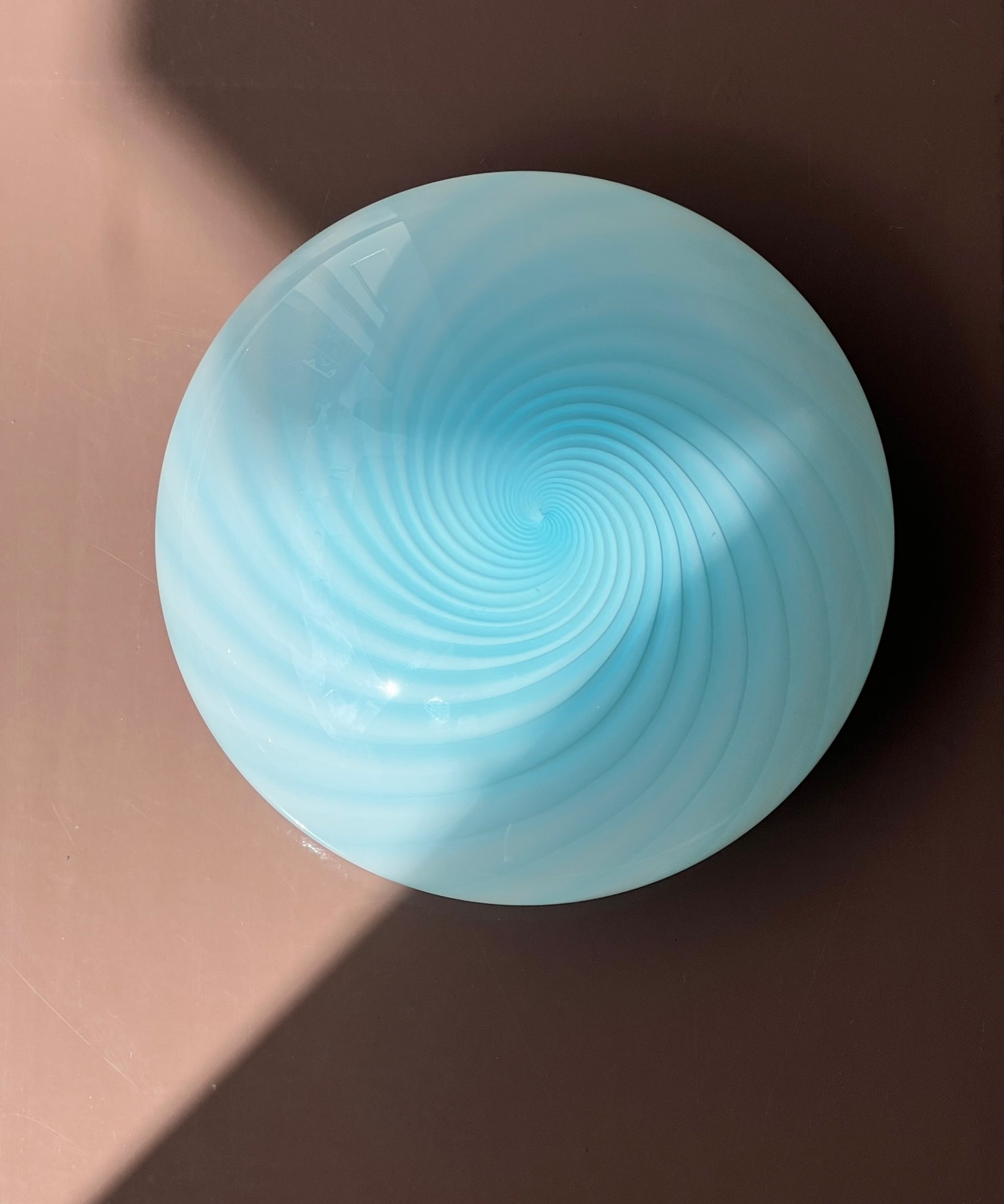 Vintage Murano light blue swirl ceiling/wall lamp (D30)
