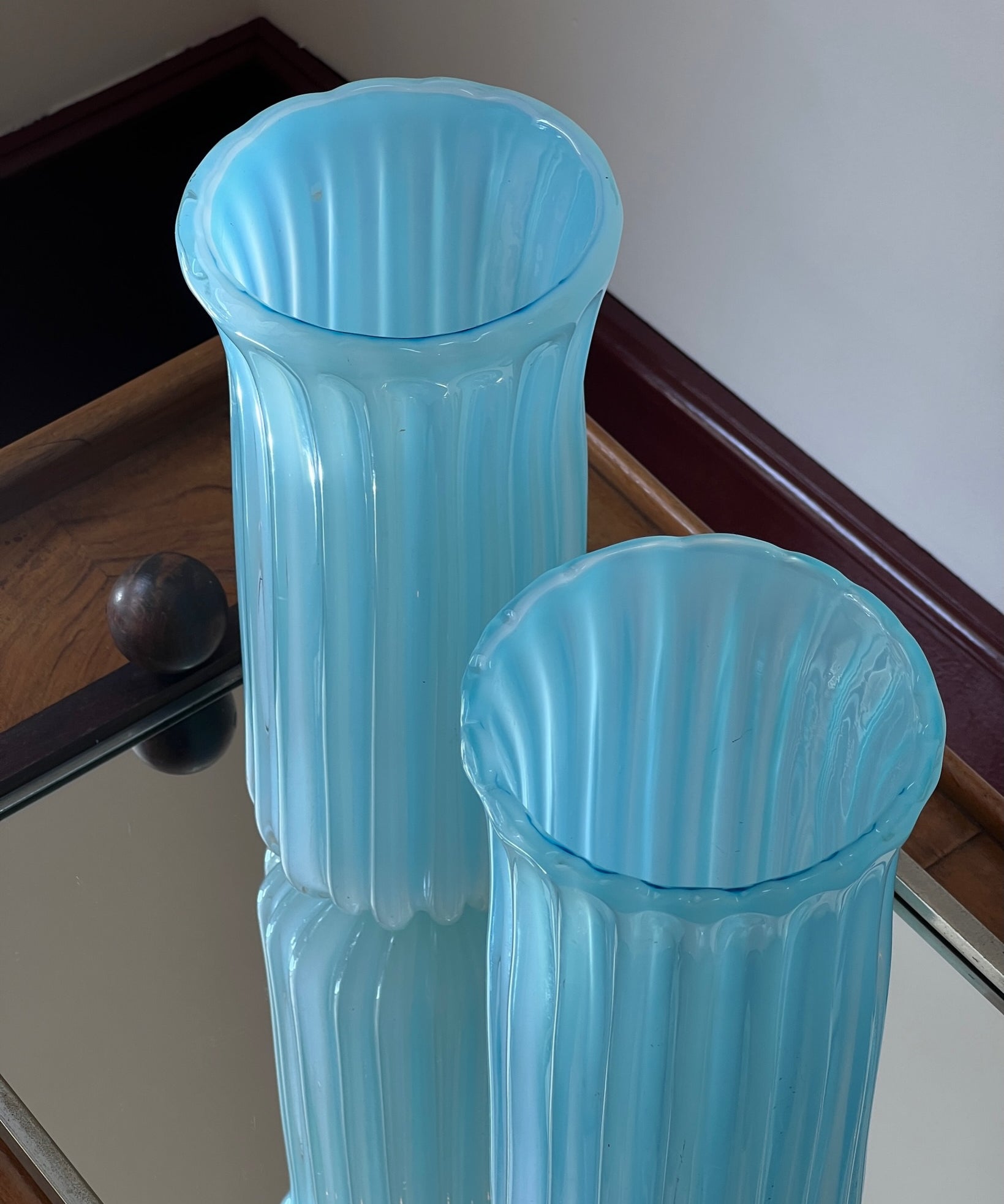 Vintage opal blue Murano vase (2 available)