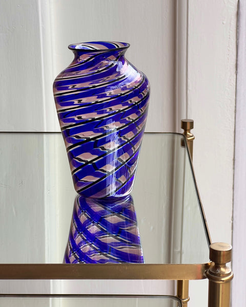 Vintage blue swirl Murano vase
